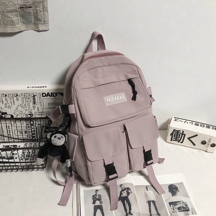 Balo đi học ulzzang siêu xinh MrMi bag Ver 2  HÀNG CÓ SẴN  2 màu đen-trắng