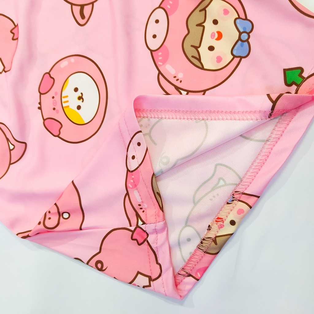 Quần Short Lửng Cartoon, Quần Đùi Hoạt Hình Họa Tiết Lợn Hồng Dễ Thương