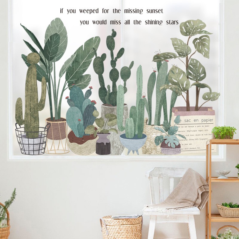 Decal dán tường Sticker mẫu hoa lá ZH009