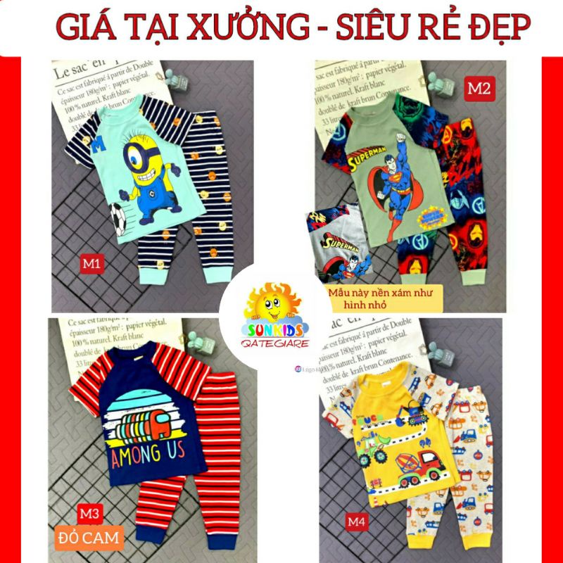 🔥TẬN GỐC🔥BBND8 ( 20KG-45KG) Bộ tay ngắn quần dài ráp lăng thun borip xuất bé trai size đại 20 đến 45kg , quần áo trẻ e