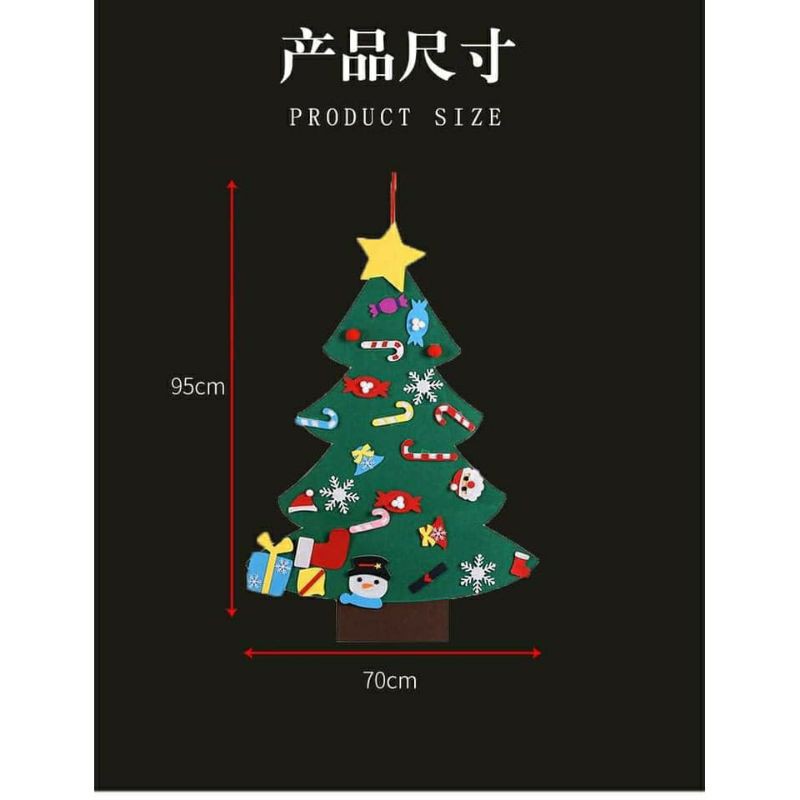 CÂY THÔNG NOEL DÁN TƯỜNG BẰNG VẢI DẠ TẶNG KÈM PHỤ KIỆN TRANG TRÍ