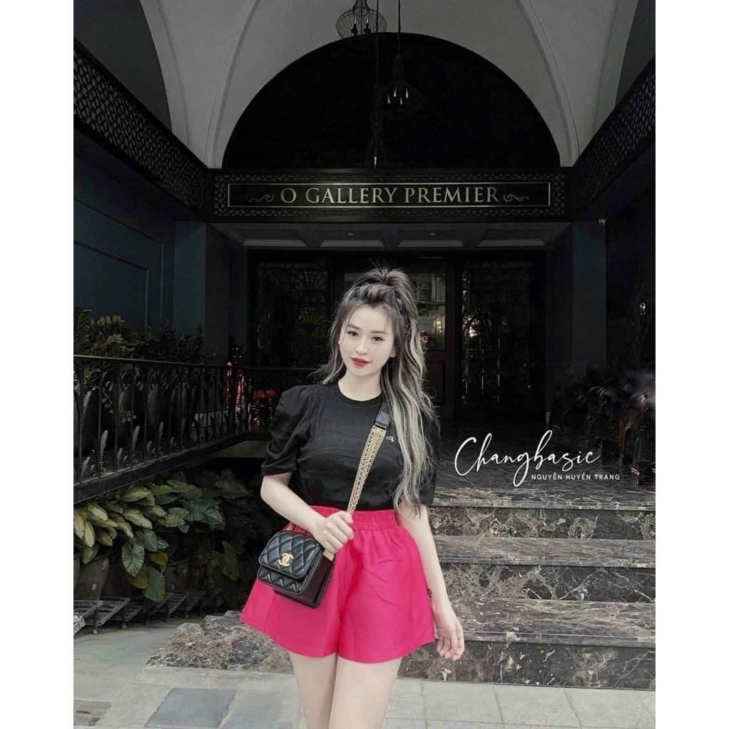 [Hàng cao cấp] Quần short nữ ống rộng cạp chun vải lụa bóng nhiều màu - MYAN Store CD025