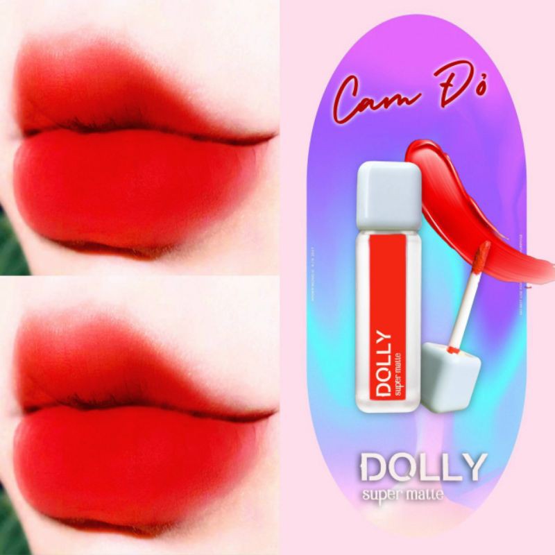 NEW Trend [ 02 Cam Đỏ - Đỏ Cam ] Son Kem Lì Dolly Super Matte Không Chì Màu Cam Đỏ | BigBuy360 - bigbuy360.vn