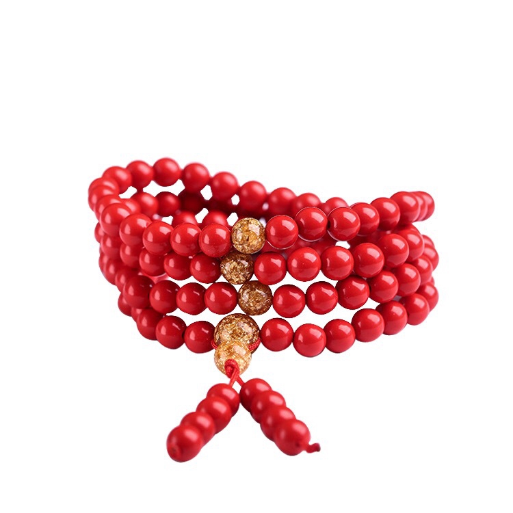 Love Jewelry 6mm Natural Cinnabar Bracelet 108 Beads Bracelet