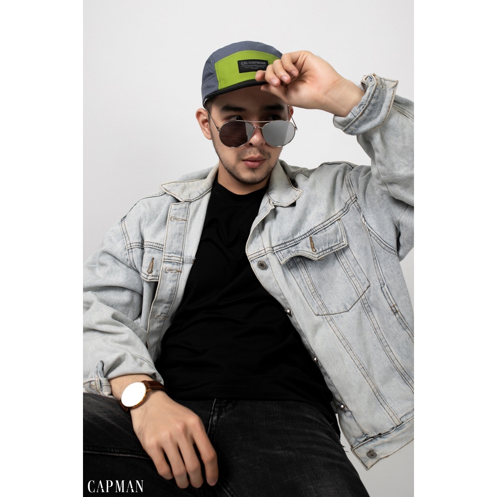 Mũ snapback chính hãng CAPMAN phong cách hiphop vải dù màu Xanh Xám CM117