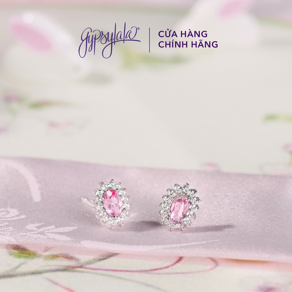 Bông Tai Twinkling Đá Tourmaline Thiên Nhiên Màu Hồng Tài Lộc Sức Khoẻ SP005071 Gypsy.lala