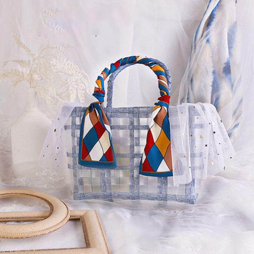 Túi Xách Đan Lát Phối Ren Đính Nơ Xinh Xắn Thời Trang Đi Biển