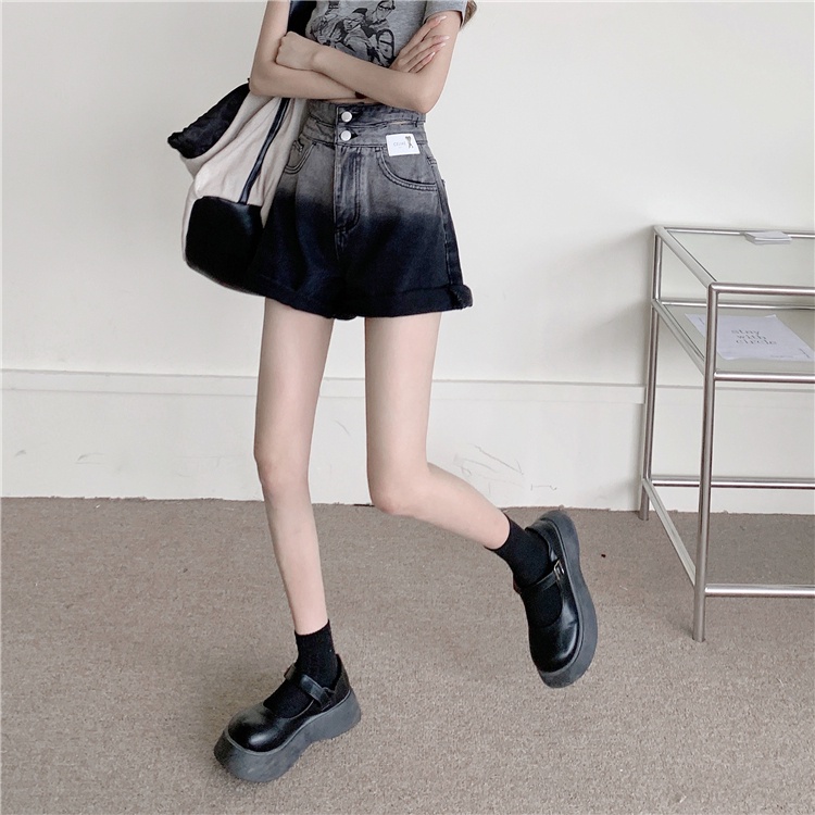 Quần Short Denim Lưng Cao Ống Rộng Thời Trang Mùa Hè Hàn Quốc Cho Nữ