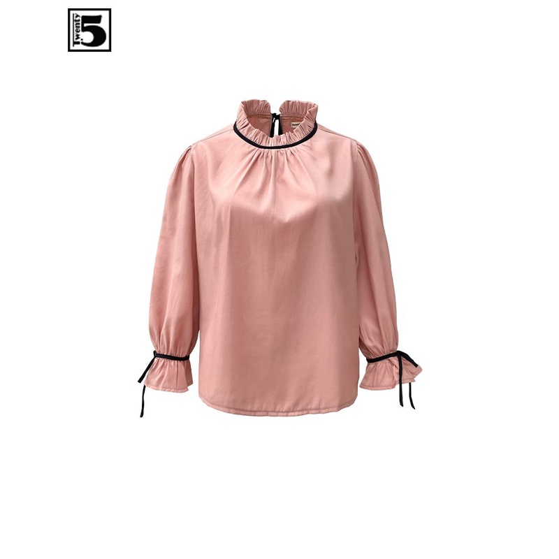 Áo sơ mi công sở nữ, áo cổ nơ bèo Twentyfive N1001