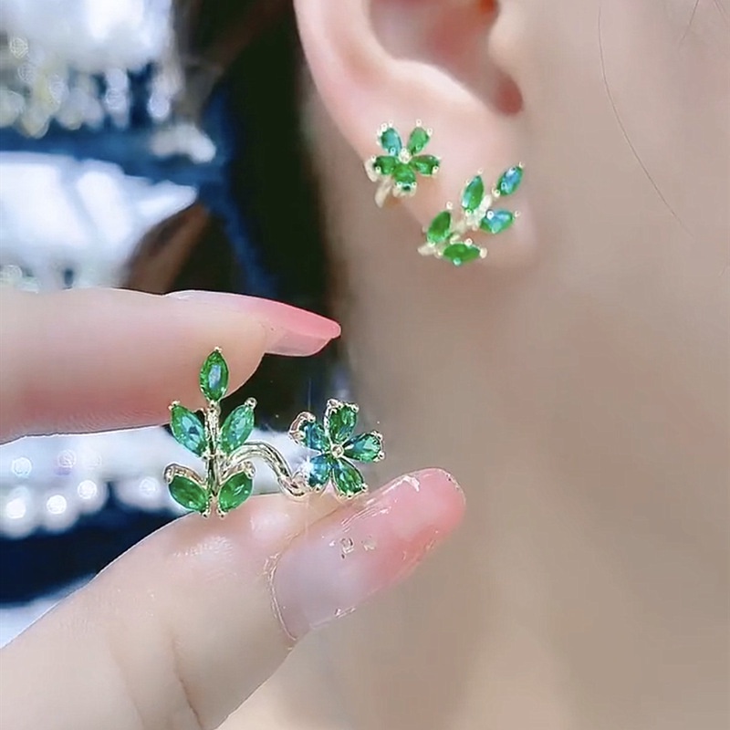 Bông Tai Mạ Bạc 2022 S925 Hình Hoa Đính Đá Zircon Thanh Lịch