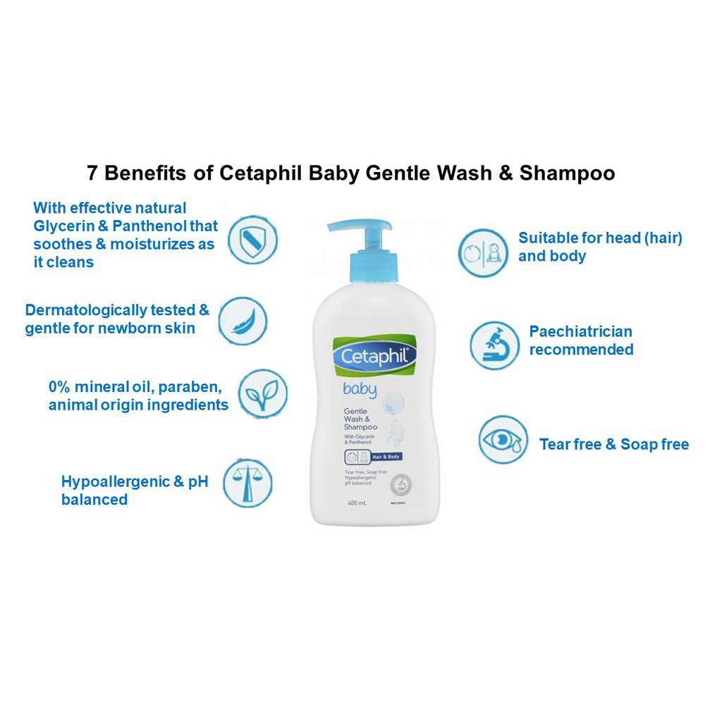 Sữa Tắm Cho Bé 🧴 CETAPHIL 🧴 Hàng Đức, Tắm Gội 2in1, Thành Phần Hữu Cơ Chai Có Vòi 400ML