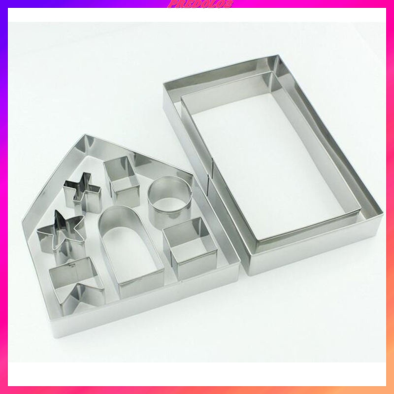 Bộ 10 Khuôn Cắt Bánh Quy 3D Bằng Thép Không Gỉ Hình Ngôi Nhà Gừng Giáng Sinh