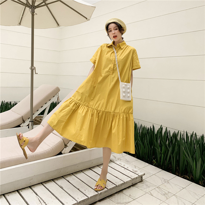 Women's summer new fashion large loose casual shirt skirt Short Sleeve Dress