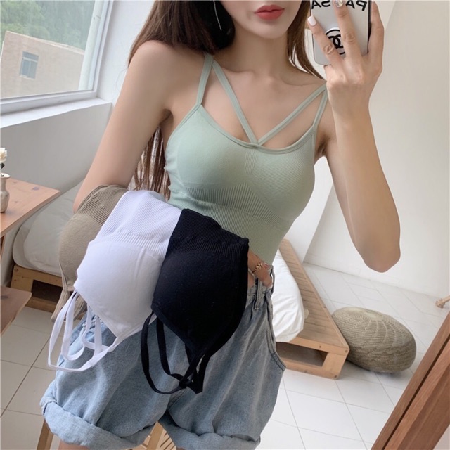 Áo Bra Cotton Dáng Dài Đệm Bàn Tay Cao Cấp V88