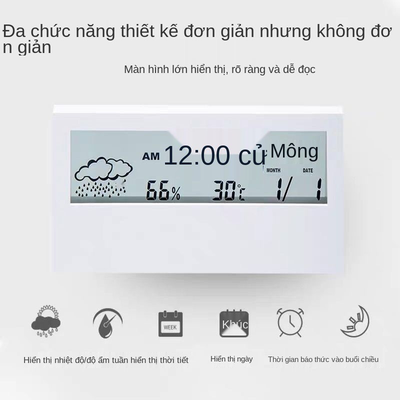 Đồng hồ báo thức học sinh thời trang đơn giản cô gái trái tim câm đầu giường phòng ngủ mẫu đèn nhỏ trong suốt