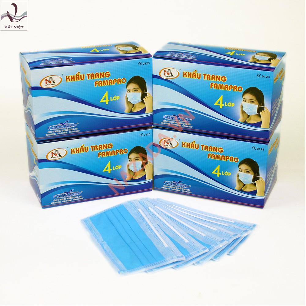 1 hộp Khẩu trang y tế Nam Anh 4 lớp [ kháng khuẩn] 1 hộp 50 Cái