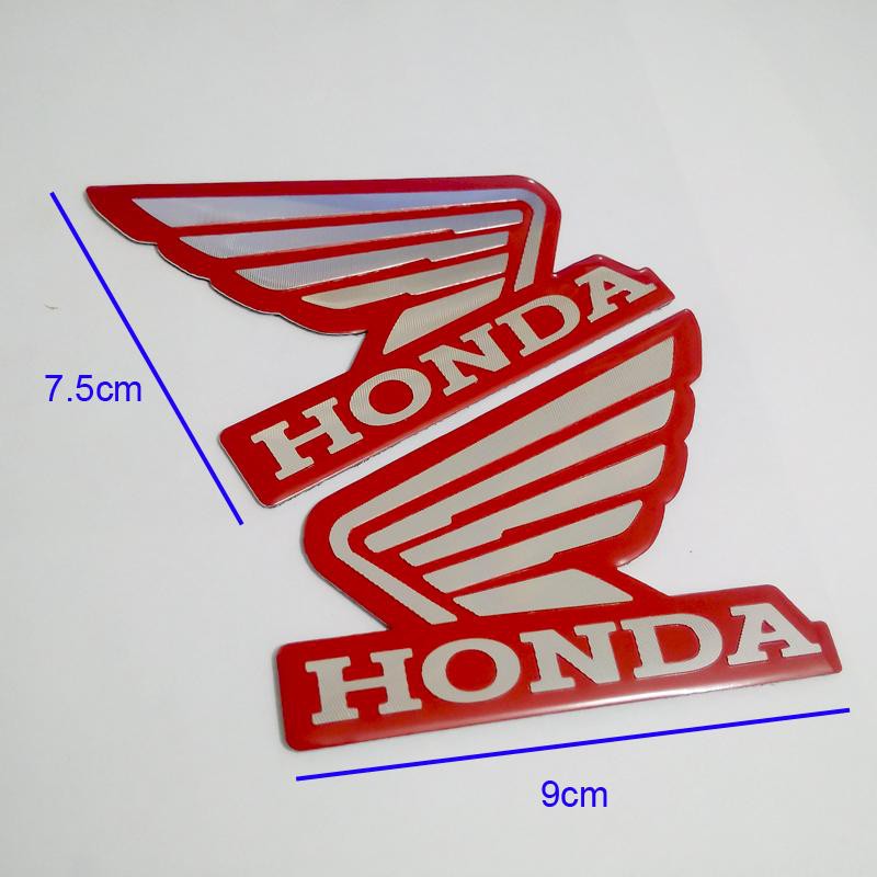 Bộ 2 tem nhôm honda cánh chim- CNC Nhôm (Đỏ)