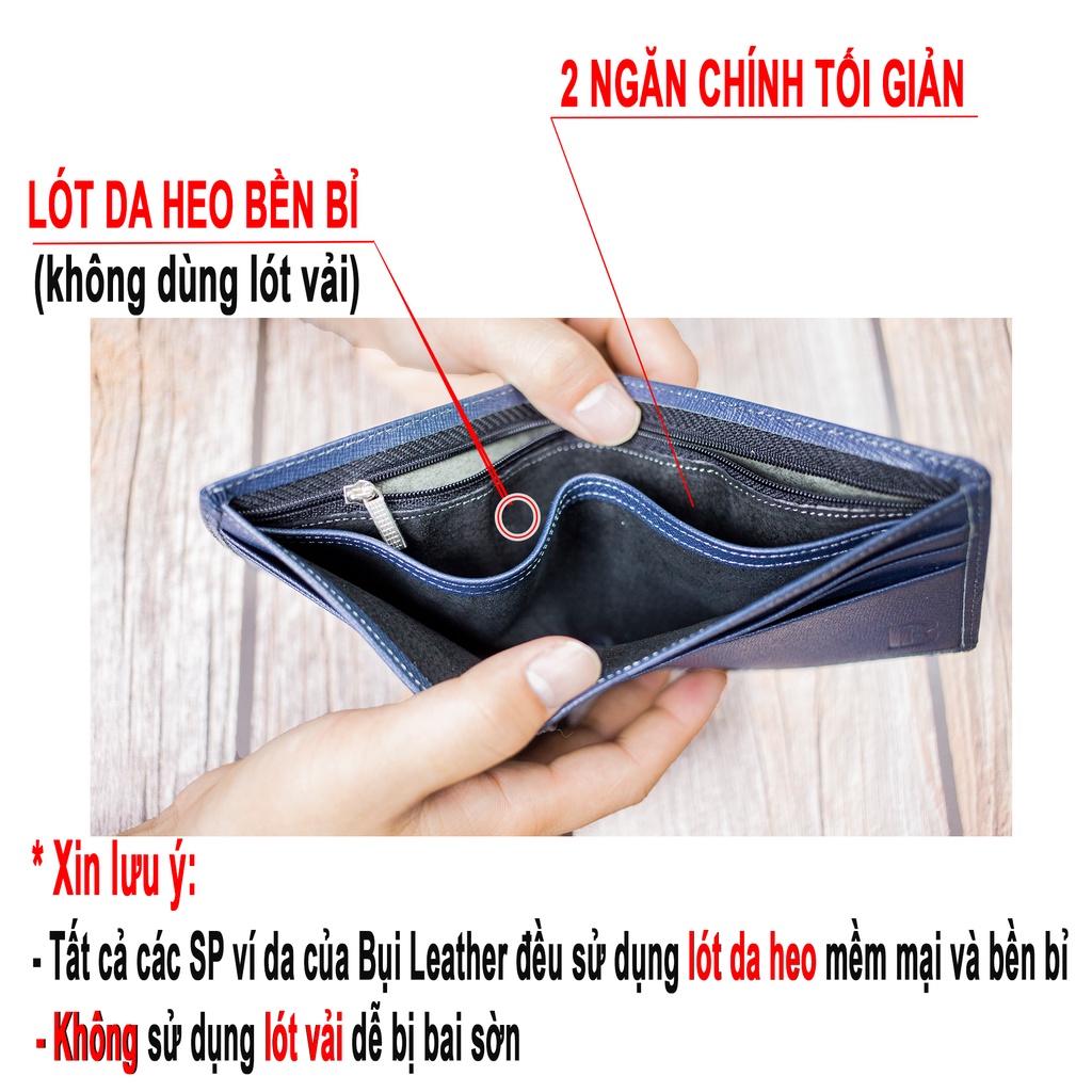 Ví da bò nam Bụi Leather V126 da Saffiano cao cấp