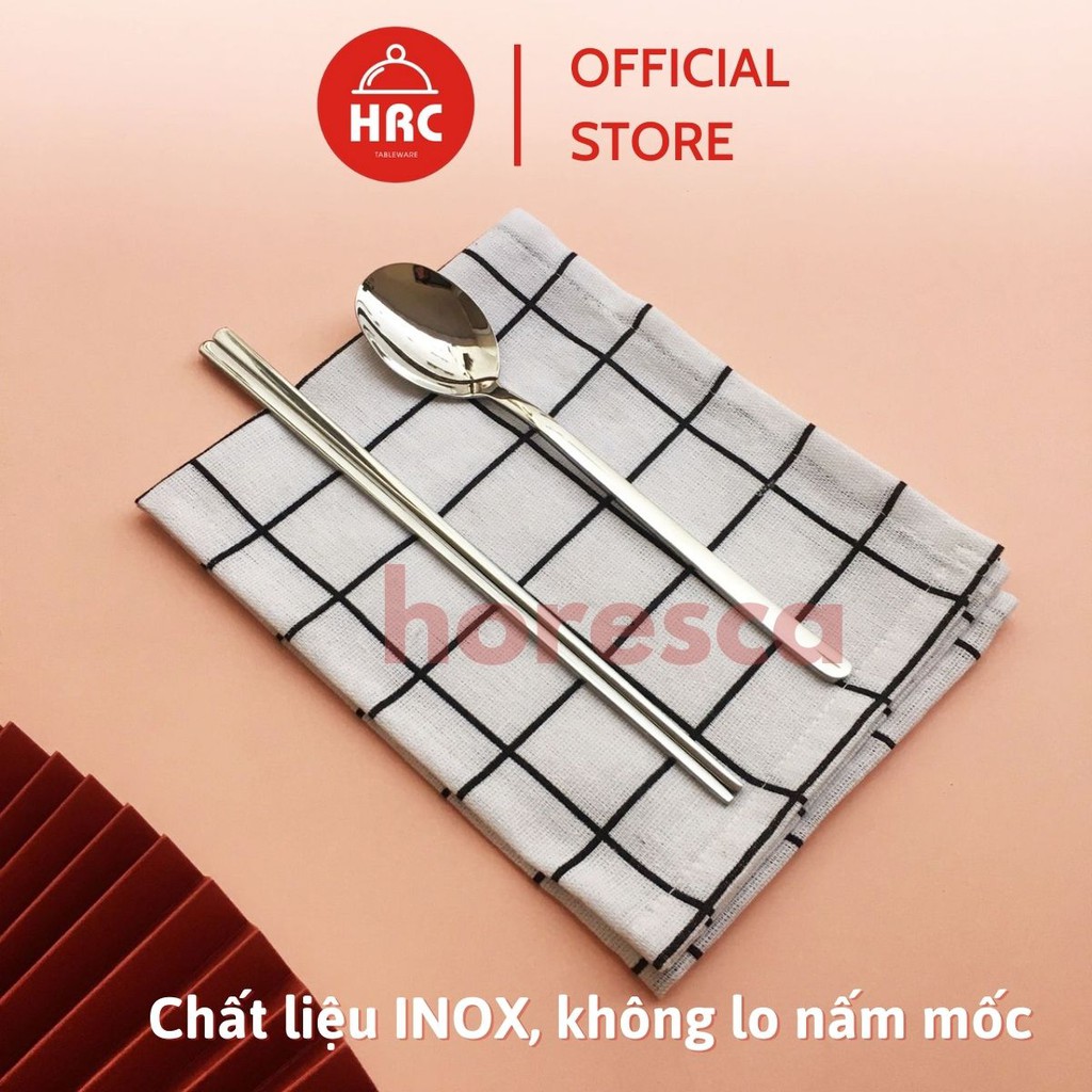 [Mã LIFEHLSALE2 giảm 10% đơn 0Đ] Đũa inox cao cấp ăn cơm hàng bóng đẹp Đũa dẹt thiết kế kiểu Hàn Quốc (1 đôi)