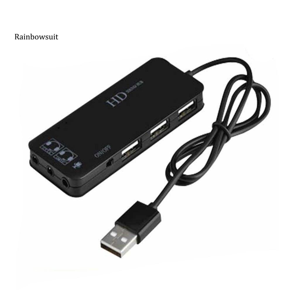 Bộ Chia Thẻ Âm Thanh 7.1 Kênh 3 Cổng USB Chuyên Dụng Cho PC Laptop
