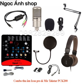 Combo mic thu âm takstar pc-k200 full và soundcard icon upop pro.