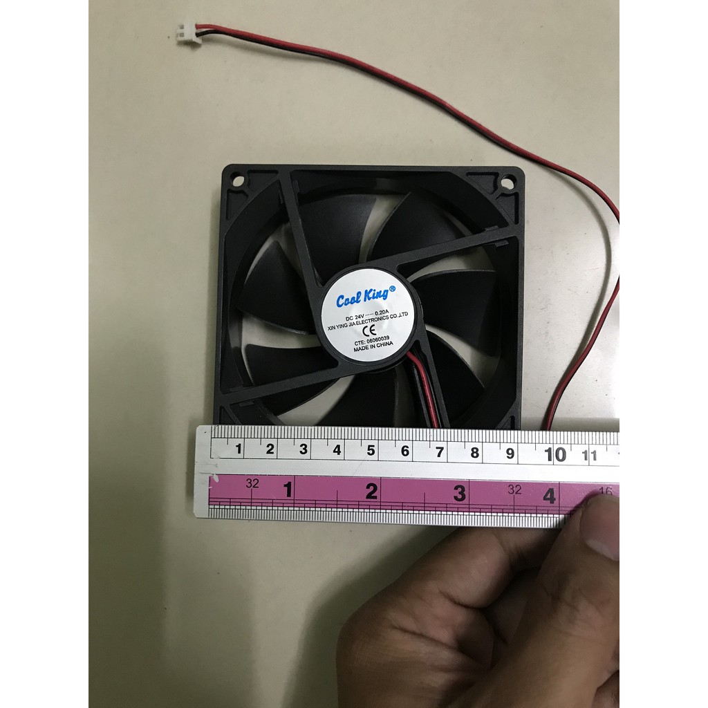 quạt hút gió tủ lạnh DC 2 dây, 24V, 9x9