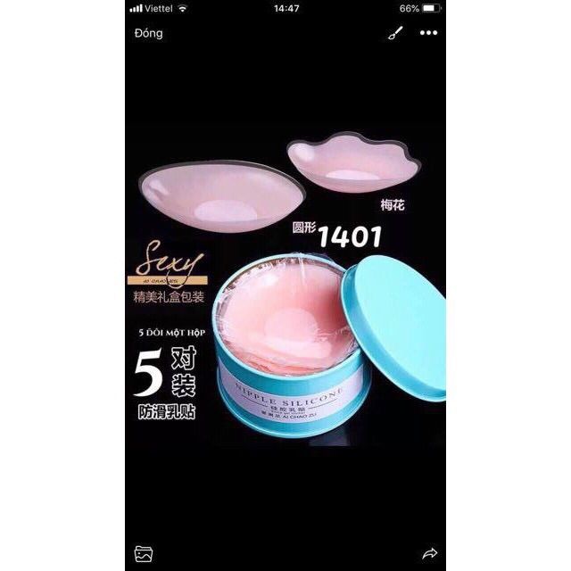 HOT-HỘP 5 ĐÔI DÁN NHŨ HOA SILICON SIÊU MỀM 1401.