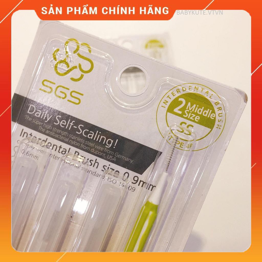 Chải kẽ răng cao cấp SGS kiểu I size 0.7mm nhập khẩu từ Hàn Quốc ( vỉ 4 cây )