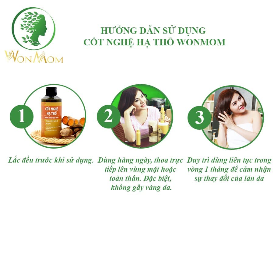 [CHÍNH HÃNG WONMOM] CỐT NGHỆ HẠ THỔ DƯỠNG TRẮNG DA TOÀN THÂN TỰ NHIÊN, AN TOÀN WONMOM 200ML – CỐT NGHỆ DƯỠNG DA