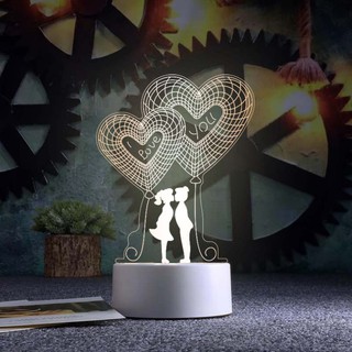 Đèn led 3D trang trí để bàn, đèn ngủ: Mẫu Nụ hôn đầu