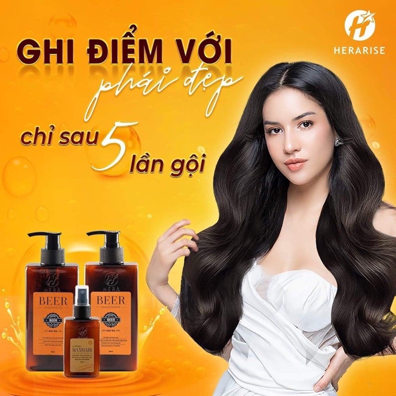 Bộ 3 sản phẩm men bia tươi Hera Dầu gội+ dầu xả+ tinh dầu mọc tóc