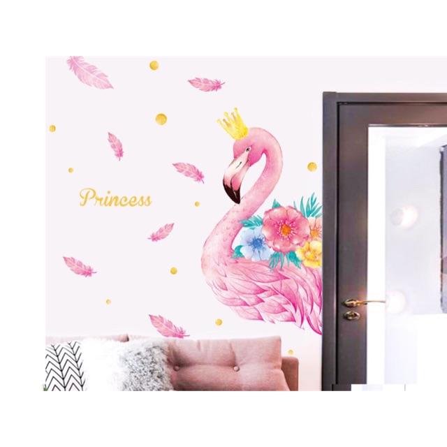Decal dán tường hồng hạc queen