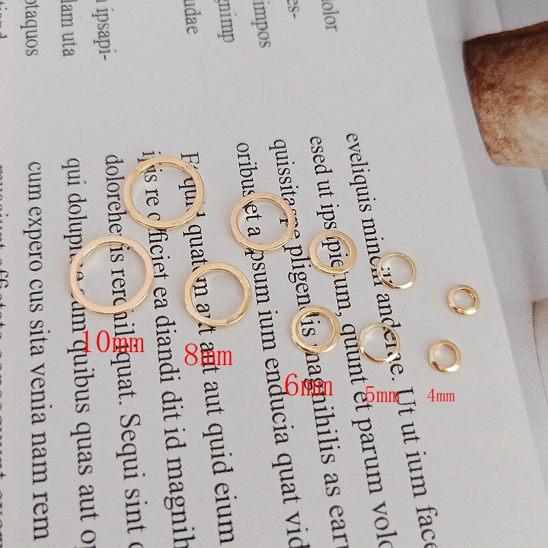 Bộ 10 Vòng Đồng 14K Đóng Kín Hình Tròn Màu Vàng Chuyên Dụng Cho Làm Vòng Tay/Dây Chuyền/Trang Sức diy