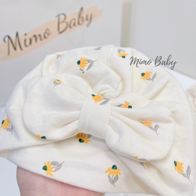 Mũ nón turban họa tiết hoa vàng dễ thương cho bé MTB90 Mimo Baby