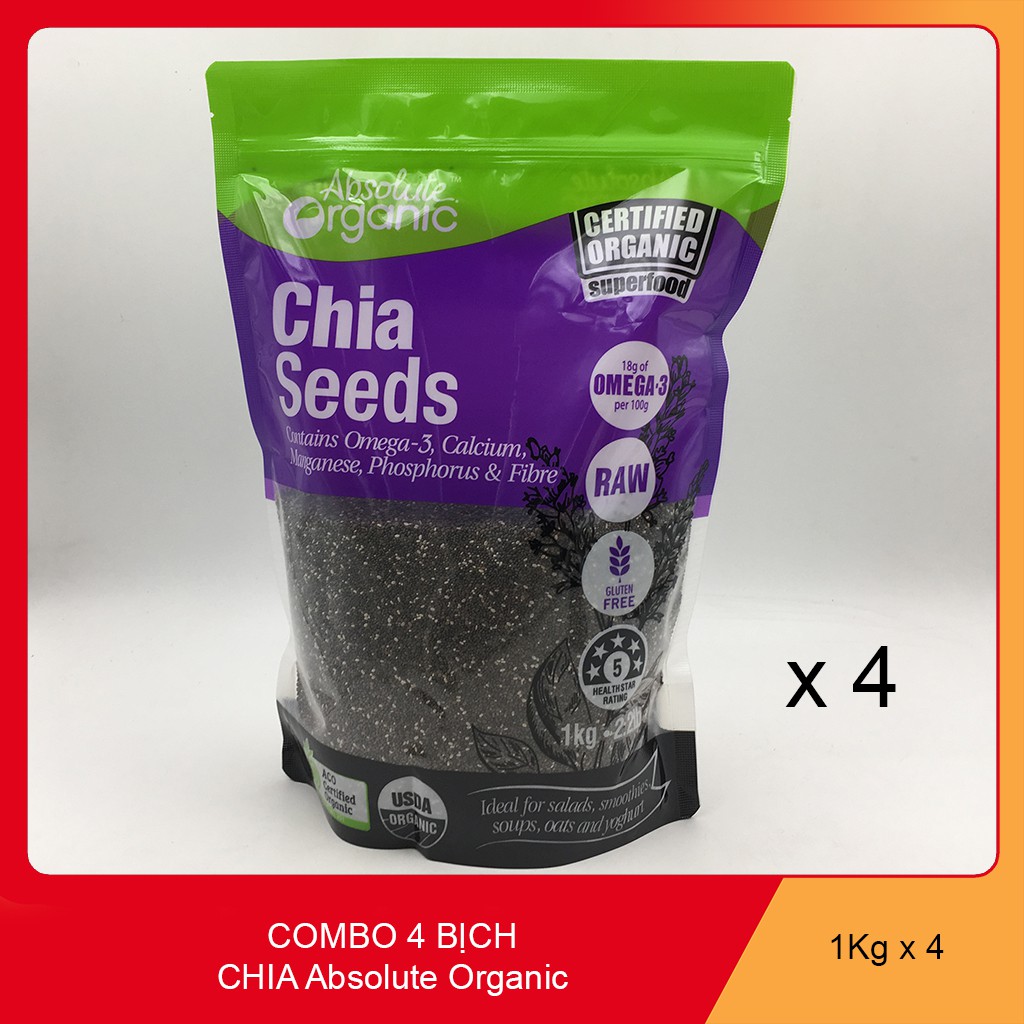 [Combo 4 túi 1kg x 4 = 4kg] Hạt Chia Úc Organic hàng chuẩn xách tay Úc.