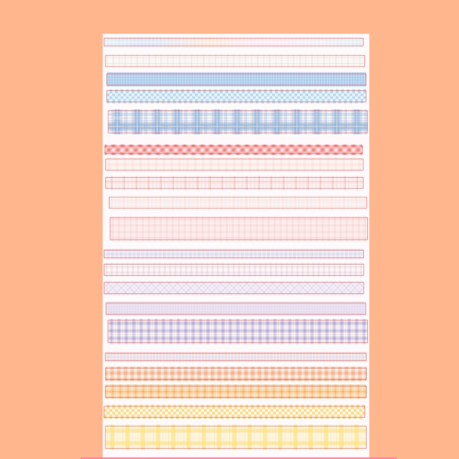 Bộ 20 Cuộn Băng Keo Giấy Washi Họa Tiết Kẻ Sọc Dễ Thương Dùng Trang Trí Sổ Tay