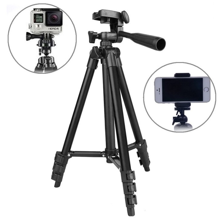 Combo Giá đỡ 3 chân Tripod 3120 Gậy chụp ảnh quay video cho điện thoại máy chụp hình kỹ thuật số kèm Remote