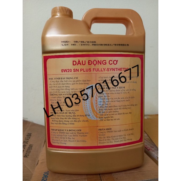 Nhớt Vinfast Fadil 0w20 can 3,8 lít SVC60001966