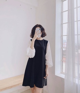 Váy suông tay ren lỗ