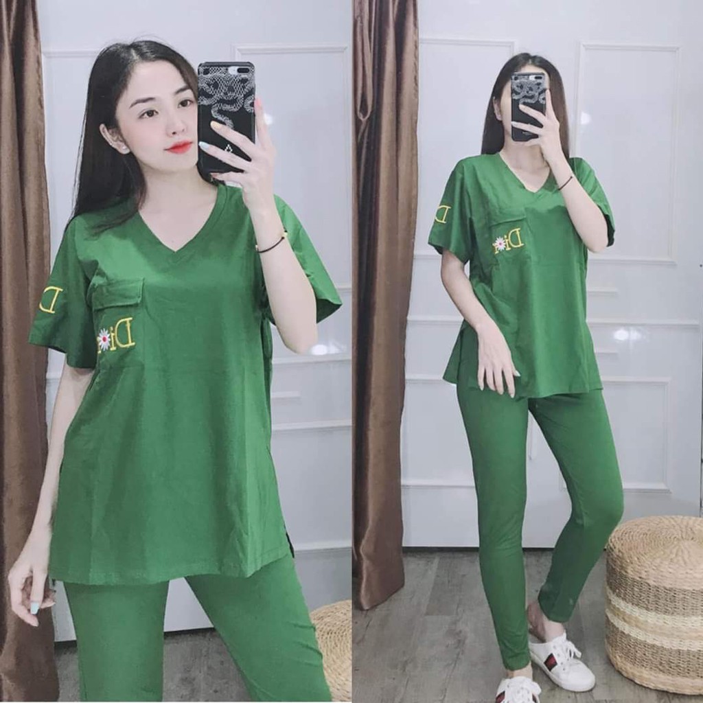 [BÁN GIÁ VỐN XIN ĐÁNH GIÁ] (Có bigsize 85kg) Đồ Bộ Nữ Set Bộ Dài Thun Thêu Đồ Bộ Mặc Nhà Đẹp