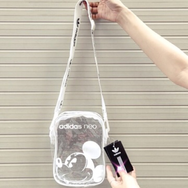 Túi adidas mickey nhựa trong dây bản size 18