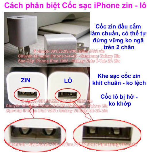 Củ Sạc iPhone 2 chấu Logo Táo ZIN Chính Hãng Theo Máy