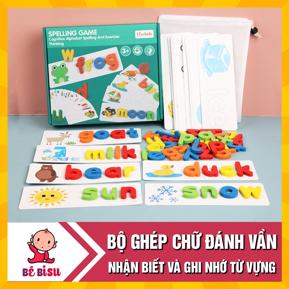 Bộ Đồ chơi gỗ Ghép chữ đánh vần Tiếng Anh - SPELLING GAME 80 chi tiết cho bé