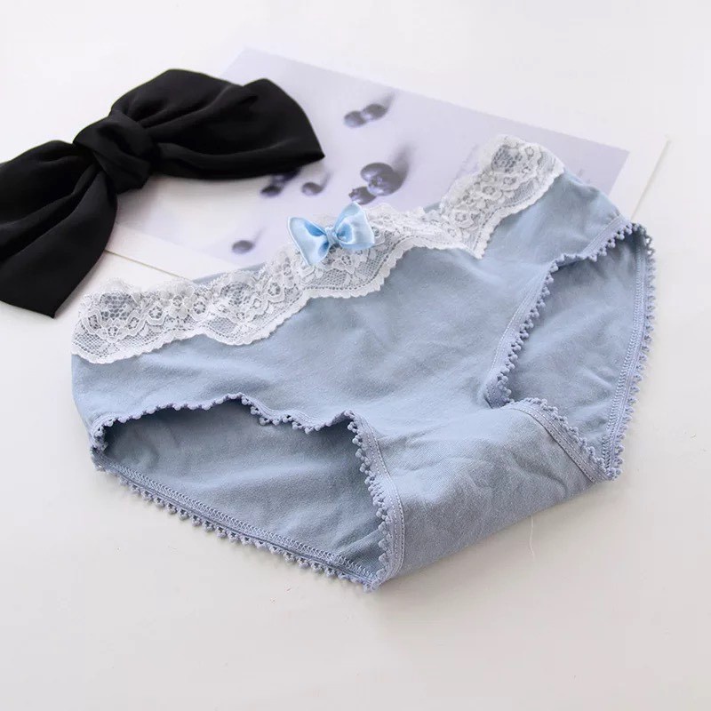Quần Lót Nữ - Quần Lót Kháng khuẩn Chống viêm Phối viền ren đính nơ điệu đà đáng yêu DAN STORE MÃ A3