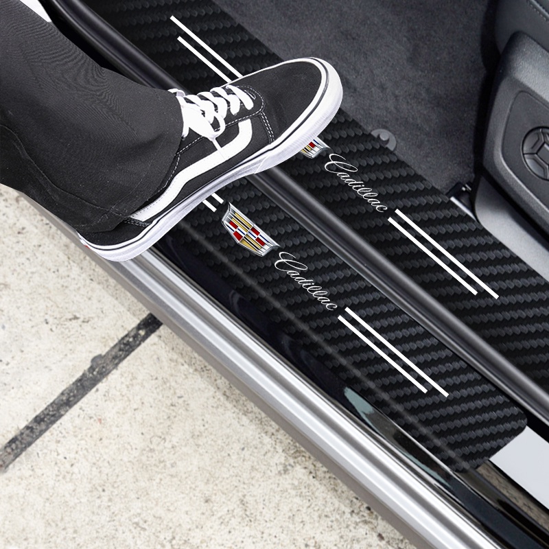 Bộ 4 Miếng Dán Sợi Carbon Màu Dạ Quang Chống Trầy Cho Cửa Xe Hơi Cadillac Escalade CTS ATS SRX STS XT5 XT4 XT6 XTS CT4 CT5 CT6