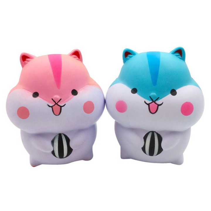 SQUISHY chuột hamster ôm bóng siêu đáng yêu màu xanh dương