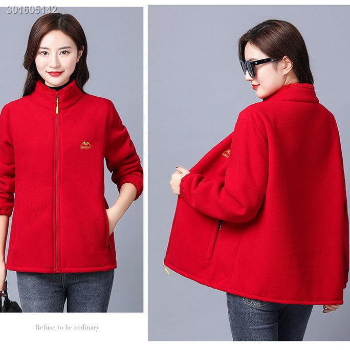 Middle-aged and elderly polar fleece jacket women s stand-up collar winter plus velvet thickening warmth plus size women s mother s cardigan sweater