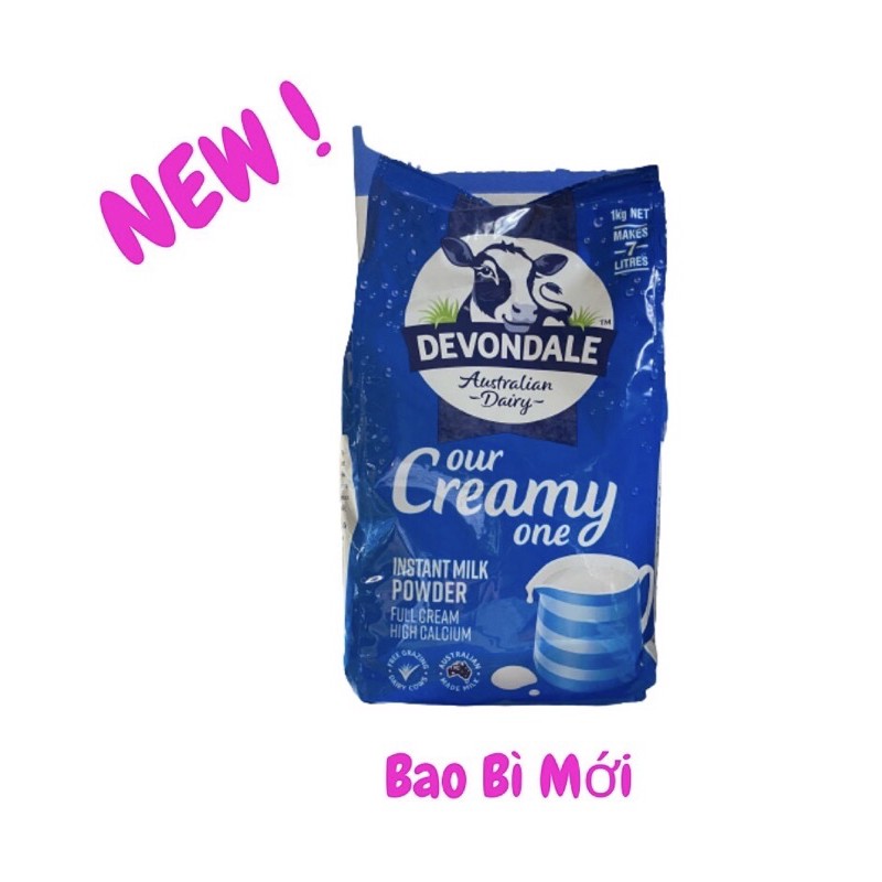 Date 09-2022 Sữa tươi dạng bột Devondale bịch 1 kg nhập từ Úc