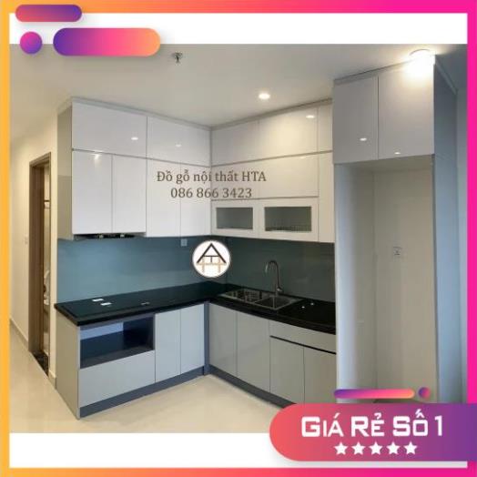 Tủ bếp gỗ công nghiệp dáng chữ L