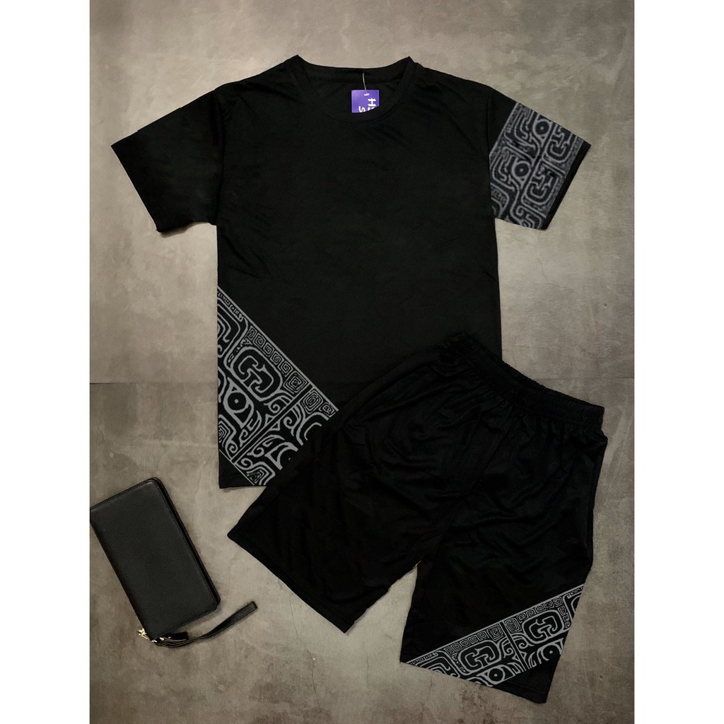 Bộ hè nam_áo thun hoa văn kèm ảnh thật